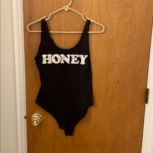 HONEY black sleeveless body suit
